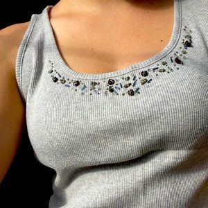 Grey beaded tank